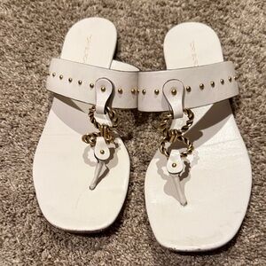 Tory Burch Cream and Gold Chain Sandals